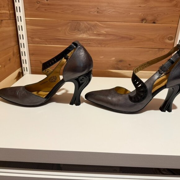 Silver (Dark Grey) Celestial Communication Andromeda, Elegant Ankle Strap Heel. - Picture 4 of 7